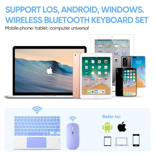 Ultra-Slim Bluetooth Keyboard with Built-in Touchpad and Mouse Portable Mini Wireless Keyboard Rechargeable 7-Color Backlit for Apple iPad iPhone Samsung Tablet iPhone Smartphone iOS Android Windows - color: purple