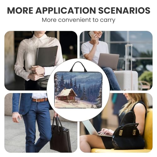 14 inch Laptop Sleeve with Handle Shockproof Laptop Bag Waterproof Computer Cover Bag Cabin in The Woods Briefcase