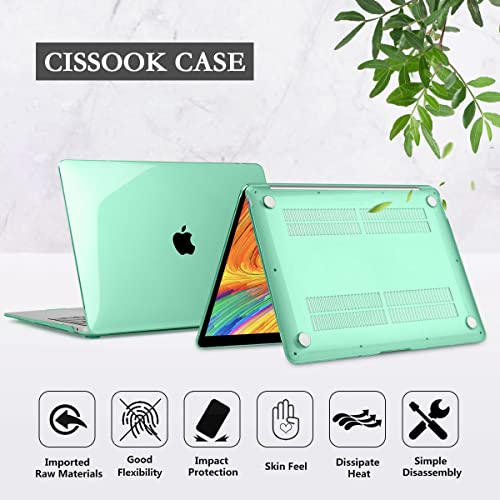CISSOOK for MacBook Pro 13 Inch M2 M1 Case 2023 2022-2020 Release Green | Hard Shell Case with Keyboard Cover +Screen Protector for MacBook Pro 13 A2338 A2251 A2289 with Touch Bar -Clear Green - color: Clear Green