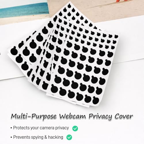 Solid Color Webcam Privacy Stickers, Anti-Peeping Camera Cover Tabs, Reusable Low-Tack Vinyl Covers, Multi-Size Black Sheets (7 Pack, Matte Finish)