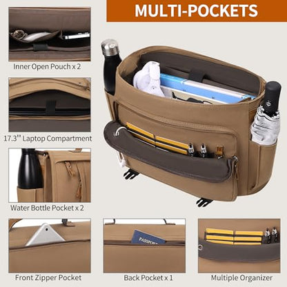 ESTARER Messenger Bag 17-17.3 Inch, Men's Computer Bag Water-resistant Canvas, Laptop Shoulder Bag for Travel Work College, Brown - color: 17-17.3" Buckle-brown