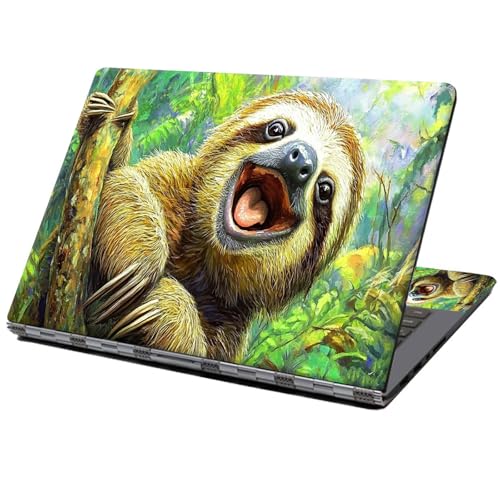 Laptop Skin Sticker Decal 12" 13" 13.3" 14" 15" 15.6",Waterproof Scratch Resistant Vinyl,Reusable Easy to Apply,for MacBook HP Dell Notebooks Netbooks Laptop,2 Wrist Pads,Cute Sloth Tree - color: Cute Sloth Tree