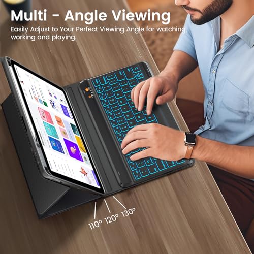 Keyboard Case for iPad Air 5th/4th Pro 11 inch, 7-Color Backlit Detachable Wireless Keyboard Case with Pencil Holder, Stand Folio Cover for Gen 2020/2022, Pro 4th/3rd/2nd/1st Gen, Black - color: Black