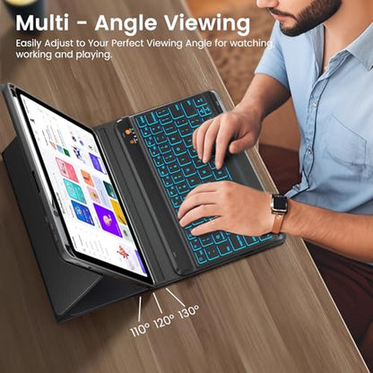 Keyboard Case for iPad Air 5th/4th Pro 11 inch, 7-Color Backlit Detachable Wireless Keyboard Case with Pencil Holder, Stand Folio Cover for Gen 2020/2022, Pro 4th/3rd/2nd/1st Gen, Black - color: Black