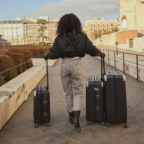 LEVEL8 Grace Luggage Sets Hardshell Suitcase with Wheels, Sturdy Large Suitcase Tsa Lock 20 Inch Expandable Carry on 24 Inch 28 Inch Checked Luggage, 3-Piece Set (20/24/28), Black - color: Black, size: 3-Piece Set (20/24/28)
