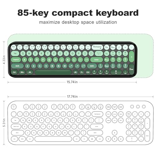MOFII Wireless Keyboard and Mouse Combo, Full Size 2.4G Retro Round Computer Keyboard and Mouse Set, Plug and Play, for Windows, Computer, Desktop, PC, Notebook - (Green Gradient) - color: Green Gradient