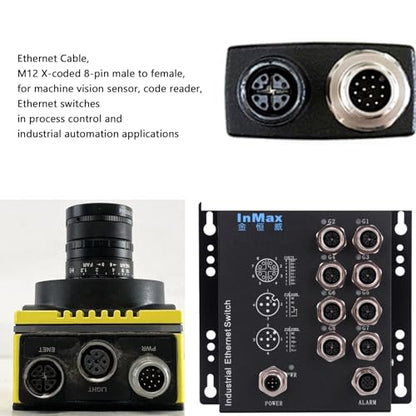 M12 8 Pin X-Code RJ45 GigE Ethernet Network Cable CAT7e for Cognex Basler Baumer Industrial Camera Sensor Barcode Reader PLC PC Router 30M - size: 30 meter