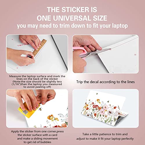 RICHEN Laptop Notebook Skin Sticker Cover Decal, 12 13 13.3 14 15 15.4 15.6 inch Laptop Vinyl Skin Sticker Cover Art Protector Notebook PC (Flowers and Bees) - color: Flowers and Bees