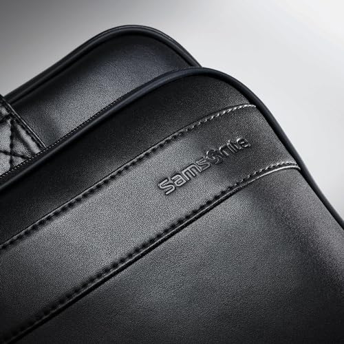 Samsonite Leather Slim Briefcase, Black, 16 Inch