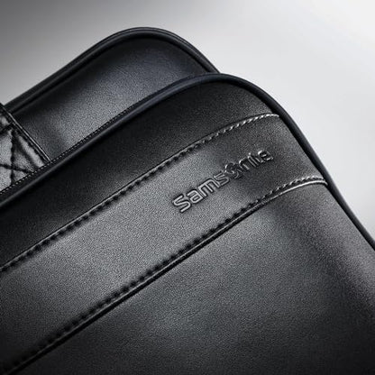 Samsonite Leather Slim Briefcase, Black, 16 Inch