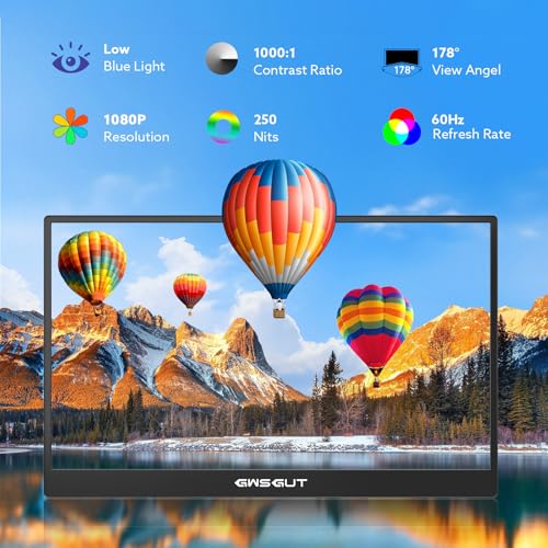Portable Monitor Touchscreen 15.6'' FHD 1080P USB-C HDMI Ultra-Slim Gaming Display, Built-in Stand Speakers HDR IPS,for Laptop PC Mac Phone PS4/5 Travel Monitors (1080p Touchscreen, 15.6")