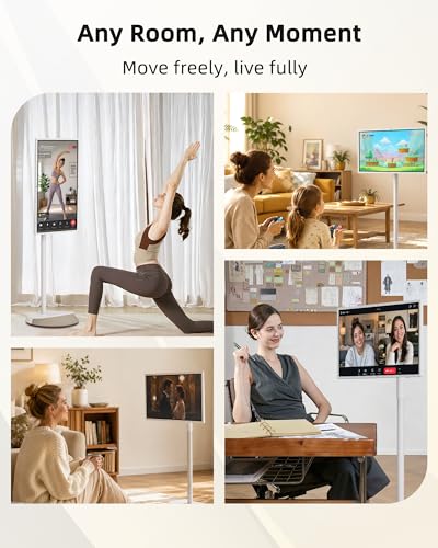 KTC MEGAPAD 32 Inch 4K Smart Portable TV on Wheels,16G+256G Storage, Android OS EDLA Certified, Four 8W Speakers, Built-in Battery&Camera, Voice Remote, UHD Touch Screen with Rolling Stand, A32Q7 Max - size: 32 Inch 16+256GB
