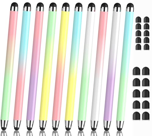 Stylus Pen for Touchscreen (10PCS), 2 in 1 Rubber iPad Stylists Pen | High Sensitivity, iPad Stylus with Metal Barrel, Stylus Pen for iPhone/iPad/Android Microsoft Surface Switch All Touchscreen - color: Gradient Colors-10pack