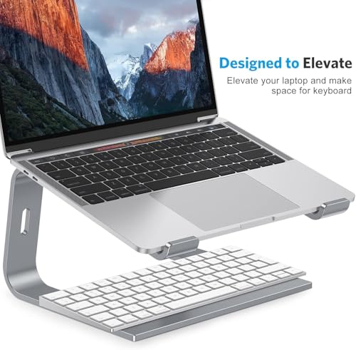 OMOTON Laptop Stand, Detachable Mount for MacBook Air/Pro Dell HP Grey | 11-17" Laptop Holder for Desk, Notebook Computer Mount, Lightweight Cooling for Desk, Ergonomic Home Office - color: Grey