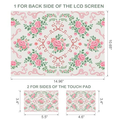 DINKY Laptop Skin Sticker Decal 15.6" 15.4" 12" 13" 13.3" 14" 15 inch Laptop Universal Vinyl Skin Stickers Cover Art Decal Notebook PC Personalized Protector, Pink Floral Bow - color: Pink Floral Bow