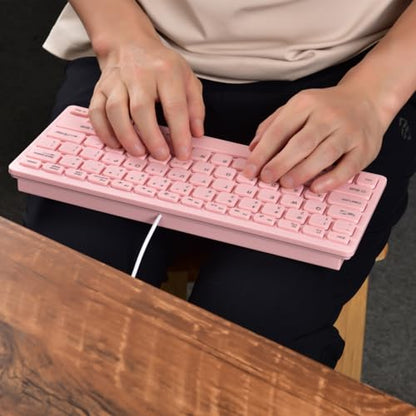 MCSaite Mini Wired Pink Keyboard - with Keyboard Cover Computer keypad for Laptop MAC Windows 10/8 / 7 / Vista/XP (Pink+Keyboard Film)