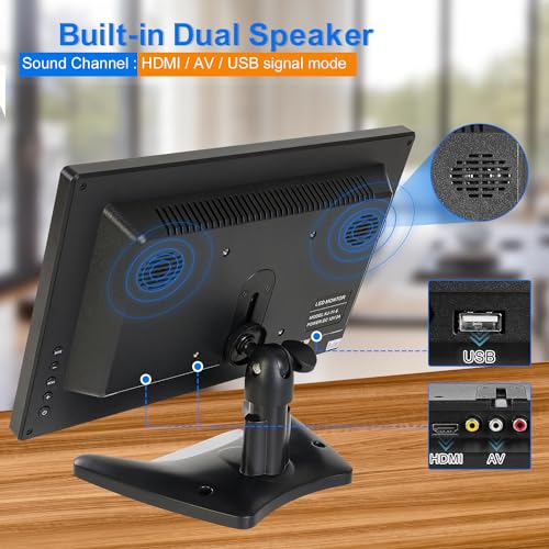 12 inch FHD Small IPS Monitor LCD Display Screen 1920x1080 60Hz 16:9 with BNC VGA AV Input Built-in Lounspeakers for CCTV Security Camera DVR PC RasPi - color: 12 Inch 1920x1080