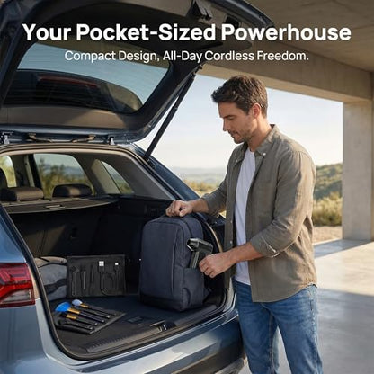 Mini Air Blower 4-in-1 130K RPM Turbo Fan - Cordless Duster PC | 120g thrust, 3-speed, 4 nozzles, USB-C, ultra quiet. 4-pc kit + waterproof bag. For PC, keyboard, car, camping.