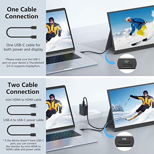 ForHelp 17.3" Portable Monitor 1080P FHD 144Hz Narrow Edge Laptop Monitor USB C HDMI Gaming Computer IPS HDR Screen, Travel Monitor for PC Mac Phone Xbox PS5 Switch Laptop w/Smart Cover & Speakers - style: 17.3"1080p