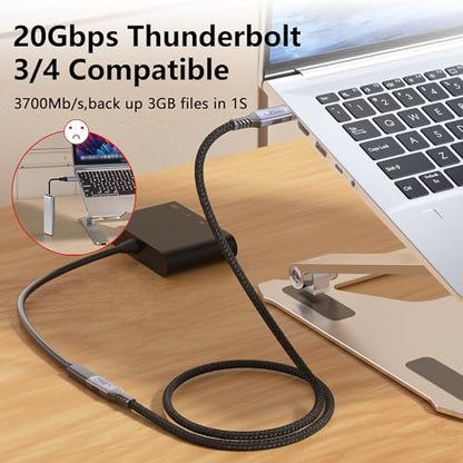 USB-c Extension cable16.5ft, 20 Gbps High-Speed Data Transfer, 4K Video Support, 100W Charging, Braided, Male to Female Extender Compatible with Thunderbolt 3/4,Laptop,SSD,Monitors and More - size: 16.5FT