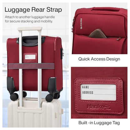 Hanke 16 Inch Underseat Carry On Luggage with Spinner Wheels Airline Approved, Small Rolling Suitcase Softside Underseater Lightweight TSA Travel Roller Suitcase Carry-On Bag(Burgundy) - color: Burgundy, size: 16 Inch Underseat