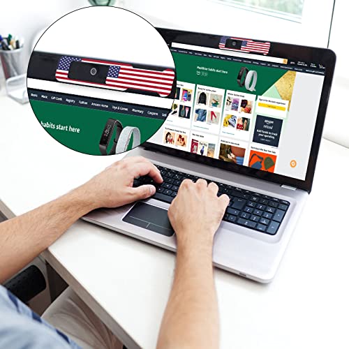 Webcam cover, 3 pieces, laptop camera cover, privacy shielding capacity is twice as big as the traditional, suitable for computer mobile phones, laptops, tablets and so on (American flag) - color: American flag