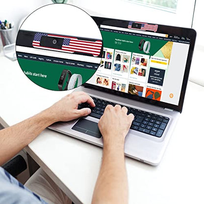 Webcam cover, 3 pieces, laptop camera cover, privacy shielding capacity is twice as big as the traditional, suitable for computer mobile phones, laptops, tablets and so on (American flag) - color: American flag