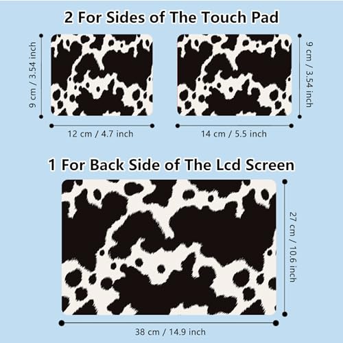 Universal Laptop Skin Sticker with 2 Wrist Pad Skins, Waterproof Scratch Resistant Vinyl Laptop Cover Decal, Cut to Fit for 11–15.6 Inch MacBook HP Dell Lenovo, Cow Print - color: Cow Print