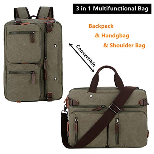 Baosha Convertible Briefcase Backpack 17 Inch Laptop Bag Case Business Briefcase HB-22 - color: Amy Green