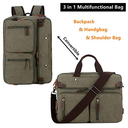 Baosha Convertible Briefcase Backpack 17 Inch Laptop Bag Case Business Briefcase HB-22 - color: Amy Green