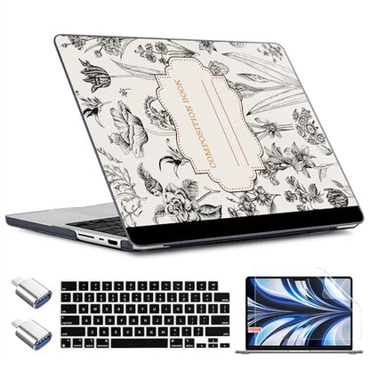TWOLSKOO Compatible with MacBook Pro 14 inch Case M5 2026 2025-2021 Release M4 M3 M2 M1 Pro/Max Chip, Plastic Hard Shell & Keyboard Cover & USB C to USB Adapter & Screen Film, Retro Compostion Book - color: Retro Compostion Book
