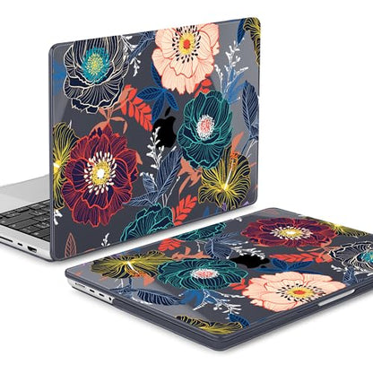 Mektron Case for M5 MacBook Pro 14 inch 2026 Model A3427 A3426 Fit 2025-2021 Model A3434 A3112 M4 A3112 A3401 A3185 M3 A2918 A2992 M2 A2779 M1 A2442 Pro/Max Cover for MacBook Pro 14", Dahlia Flowers - color: Dahlia Flowers