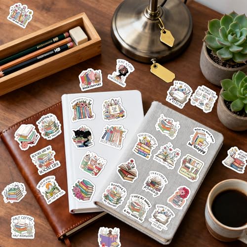 100 Pcs Book Lover Reading Stickers Vintage Bookish Sticker | Vintage Flower Stickers, Waterproof Vinyl, Book Floral Pattern, Reading Decals for Water Bottle Laptop Journal Scrapbook - style: Book Lover