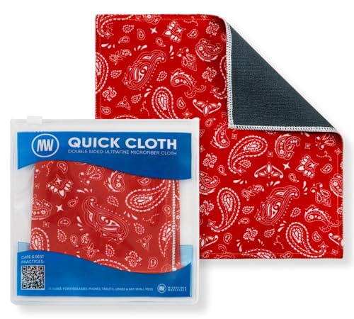 Microfiber Wholesale Quick Cloth Glasses Cleaning Cloth 8x8 Paisley Red | 1-Pack with Case | Double-Sided Lens Cleaner for Eyeglasses, Camera & Screens | Reusable Microfiber Glass Polishing Cloths - color: Red Paisley, size: 8"x8"