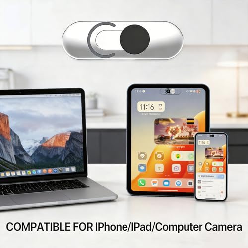 3 Pack Ultra Thin Front Camera Privacy Slider Cover | Fits Android Phone, Pixel, Galaxy & iPad, sliding webcam blocker for single front camera privacy protection