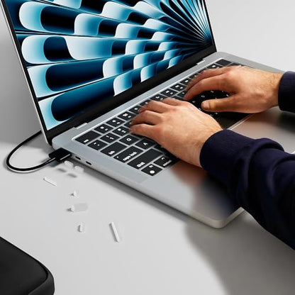 ProElife 7-Pcs Anti Dust Dirt Plug for MacBook Air 13 15 M5 Accessories | Clear, Protective Laptop Silicone Anti Dirt Protective Cover, Durable & Reusable, Custom Fit Design, Easy to Apply and Clean - color: Clear