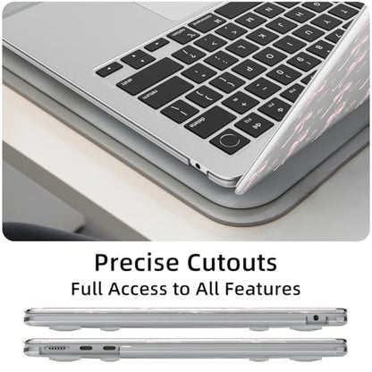 for MacBook Air 13.6 Inch Case M5/M4/M3/M2 2026-2022 Release A3449 A3240 A3113 A2681 Cute Flower Bow Aesthetic Design Crystal Clear Girly Case Laptop Protective Hard Shell Cover - color: Flower Bow