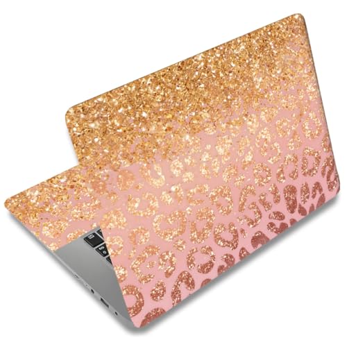 SUPERDANT 3Pcs Gold Leopard Print Laptop Skin 14.9x10.6in Trimmable Removable PVC Decal Wrap Sticker Cover for 12 13 14 15 15.6 Inch Notebook Personalized Art Protector Colorful - style: Gold Leopard Print
