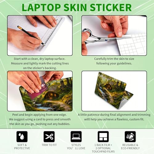 Laptop Skin Sticker Decal, Universal Protective Cover Fit 12 13 14 15.6 Inch Notebook, Reusable Water-Resistant Vinyl Decal w/ 2 Wrist Pads for Business Travel Office, Creek Castle - color: Creek Castle