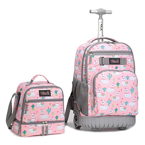 Tilami Rolling Backpack 19 inch with Lunch Bag Wheeled Laptop Backpack, Alpaca - color: Alpaca