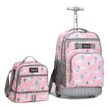 Tilami Rolling Backpack 19 inch with Lunch Bag Wheeled Laptop Backpack, Alpaca - color: Alpaca