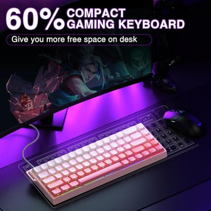 AULA WIN68 HE Mechanical Gaming Keyboard 60%, Hall Effect Magnetic Switch, Fast Trigger Mode Adjustable Actuation, 8000Hz Polling Rate, RGB Backlit, Wired Pink Keyboard for Laptop/PC Gamer - color: Pink-standard version