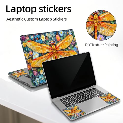 Universal Laptop Skin Sticker Decal, 12"-15.6" Aesthetic Vinyl Wrap, Mosaic Dragonfly Waterproof Notebook Cover Art Protector for MacBook HP Dell Lenovo, Fits 13" 14" 15" 15.6" - color: Mosaic Dragonfly