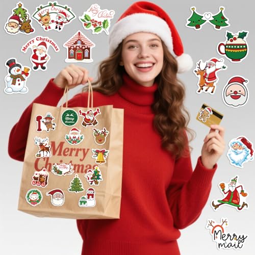 100 Pcs Christmas Stickers by Taeekiy,Cute Happy Holiday Stickers for Water Bottles,Laptop,Phone Etc.Winter Xmas Stickers for Adults Boys Girls - color: Christmas Stickers