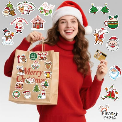 100 Pcs Christmas Stickers by Taeekiy,Cute Happy Holiday Stickers for Water Bottles,Laptop,Phone Etc.Winter Xmas Stickers for Adults Boys Girls - color: Christmas Stickers