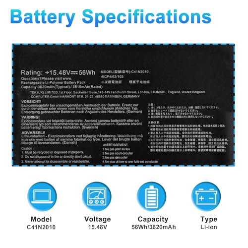 56Wh C41N2010 Laptop Battery Replacement for ASUS TUF Gaming A15 FA507 FA507ZM F15 F507 ROG Strix G15 G513IC G513IE G513IH G513QE G513QC G17 G713QE Series 0B200-03890000 15.48V 3620mAh - size: 10.39*3.54*0.29inch C41N2010