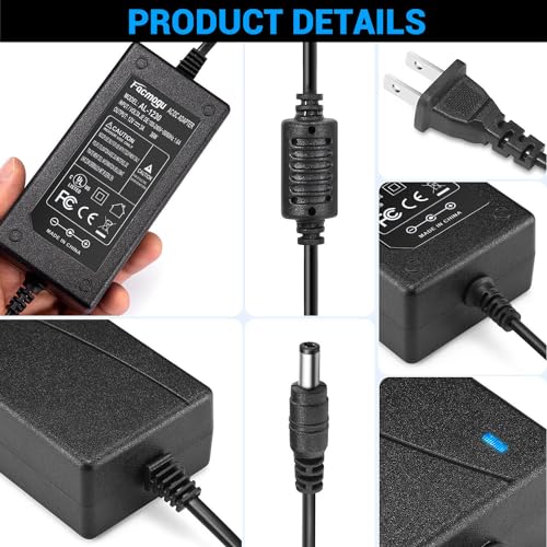 Facmogu DC 12V 3A Power Adapter, 100-240V AC to DC 12V 3A 36W Power Suppy with Barrel Connector 5.5x2.5mm & 5.5x2.1mm, 12 Volt 3 Amp Desktop Adpater 12V Switching Transformer AC/DC Power Converter - size: 12V 3A (2 Prong Plug)