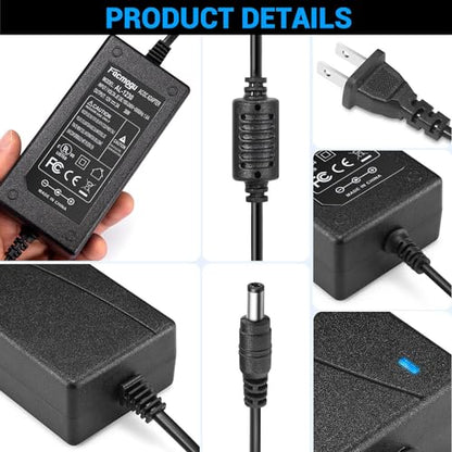 Facmogu DC 12V 3A Power Adapter, 100-240V AC to DC 12V 3A 36W Power Suppy with Barrel Connector 5.5x2.5mm & 5.5x2.1mm, 12 Volt 3 Amp Desktop Adpater 12V Switching Transformer AC/DC Power Converter - size: 12V 3A (2 Prong Plug)