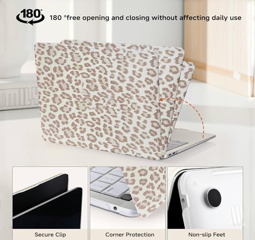for MacBook Neo Case 13-inch 2026 A3404, White Leopard Print | Textured Cheetah Leather Laptop Cover with Logo Cutout, Slim Two-Piece Snap On Shell Includes Matching Keyboard Cover - color: Leopard White