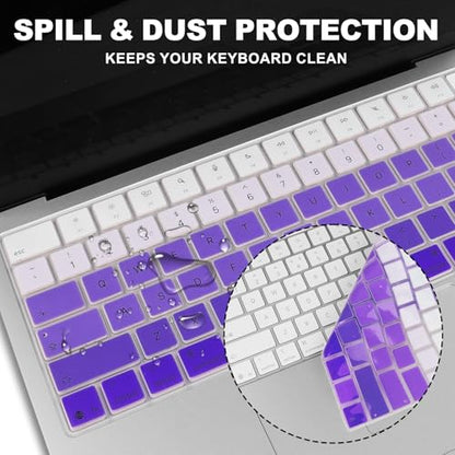 Allinside Keyboard Cover for 2026 MacBook Neo 13-inch A3404 (A18 Pro) & MacBook Air 13"/15" and MacBook Pro 14"/16" (M5 Chip), Premium Silicone Keyboard Protector Skin, US ANSI Layout, Ombre Purple - color: Ombre Purple